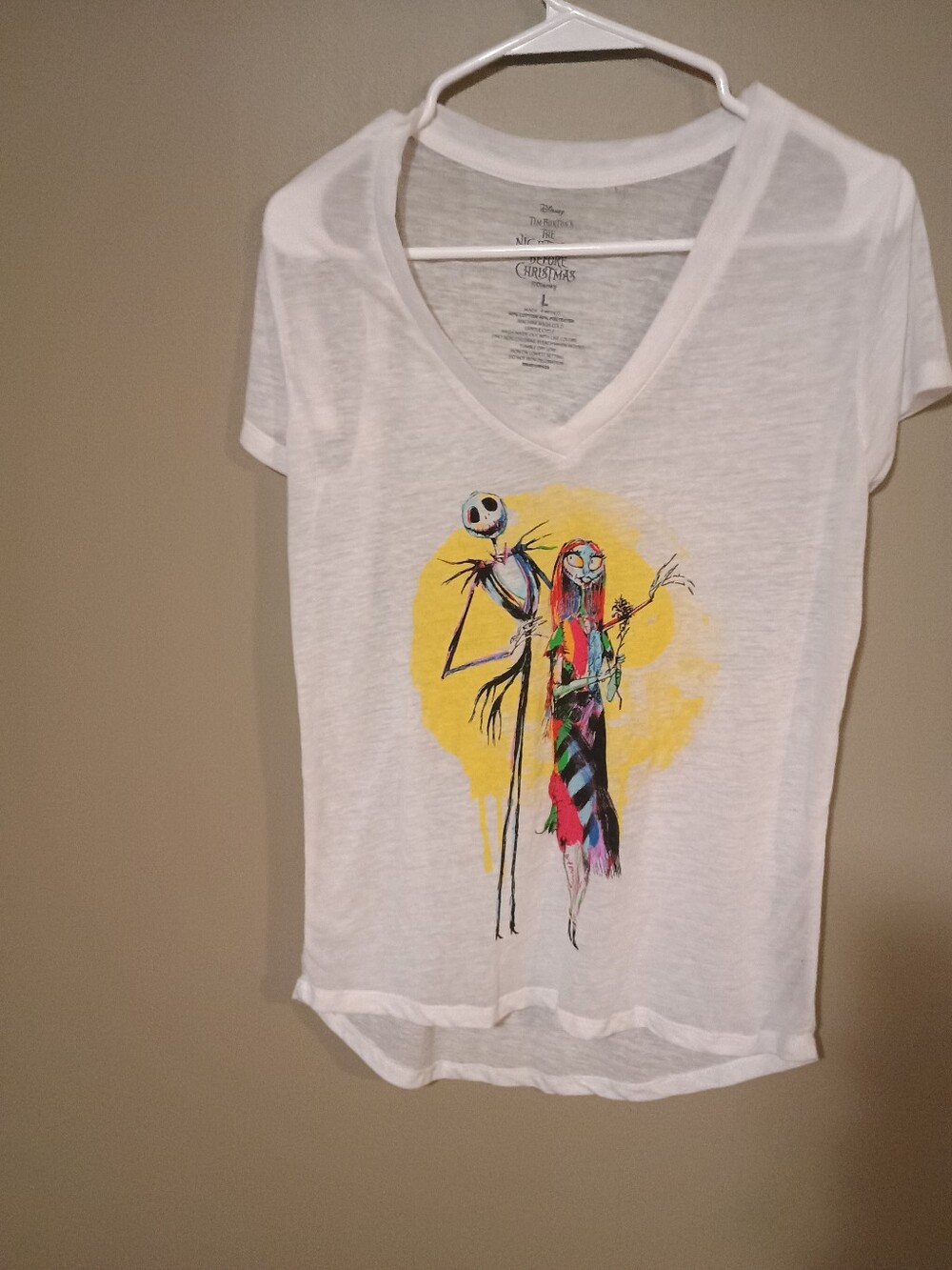 Disney The Nightmare Before Christmas Jack & Sally V-Neck Graphic T-Shirt